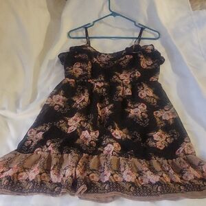 American Rag Floral Black & Pink Sleevesless Dress, Size: M